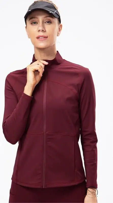 Autumn Winter Fleece Lined Nylon Yoga Clothes Fitness Jacket Women Zipper Stretch Running Sport Long Sleeve
