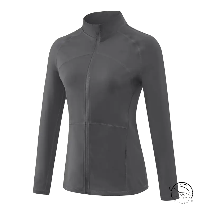 Autumn Winter Fleece Lined Nylon Yoga Clothes Fitness Jacket Women Zipper Stretch Running Sport Long Sleeve