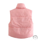 Pink puffer vest in street double sided cotton padded design
