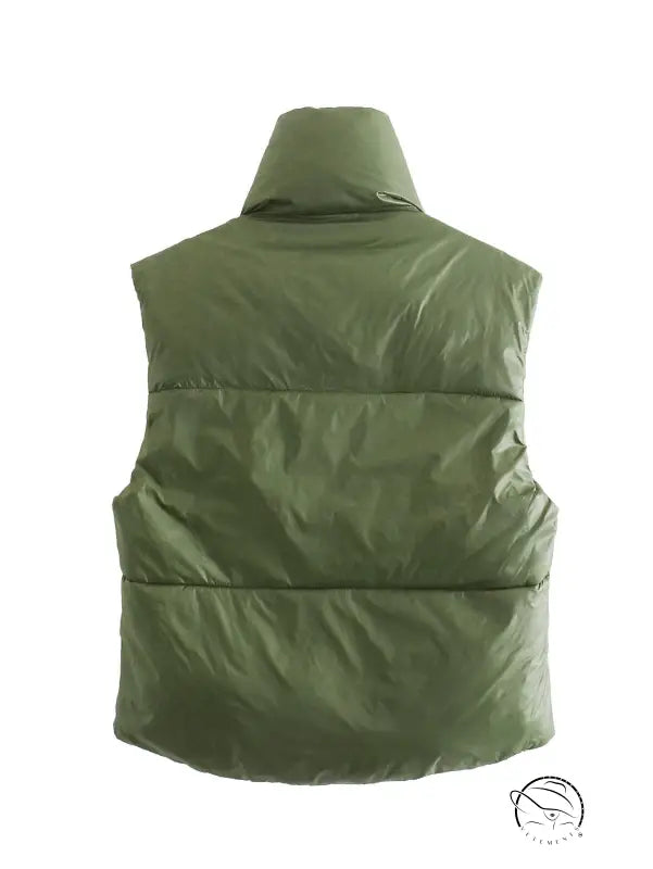 Olive green street double sided cotton padded puffer vest