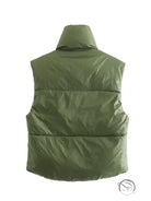 Olive green street double sided cotton padded puffer vest