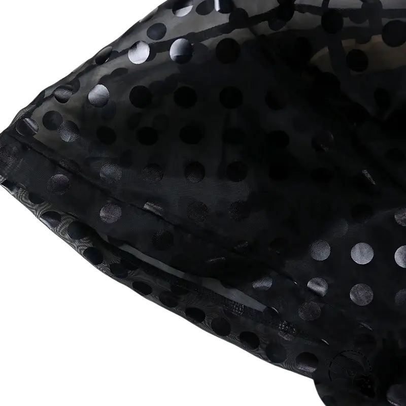Black polka dot sheer fabric in See Through Organza Dress