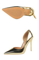 Langry fashion gold and black metallic stiletto high heel pump