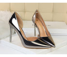 Langry fashion silver metallic stiletto high heel pumps with pointed toe