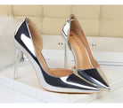 Langry fashion silver metallic stiletto high heel pumps with pointed toe