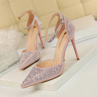 Sweet Stiletto Strap Shiny Rhinestone High Heel