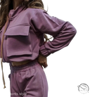 Elegant Vetements suit in mauve cropped style with pockets and long sleeve
