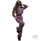 Mauve elegant vetements suit with long sleeve top and casual trousers