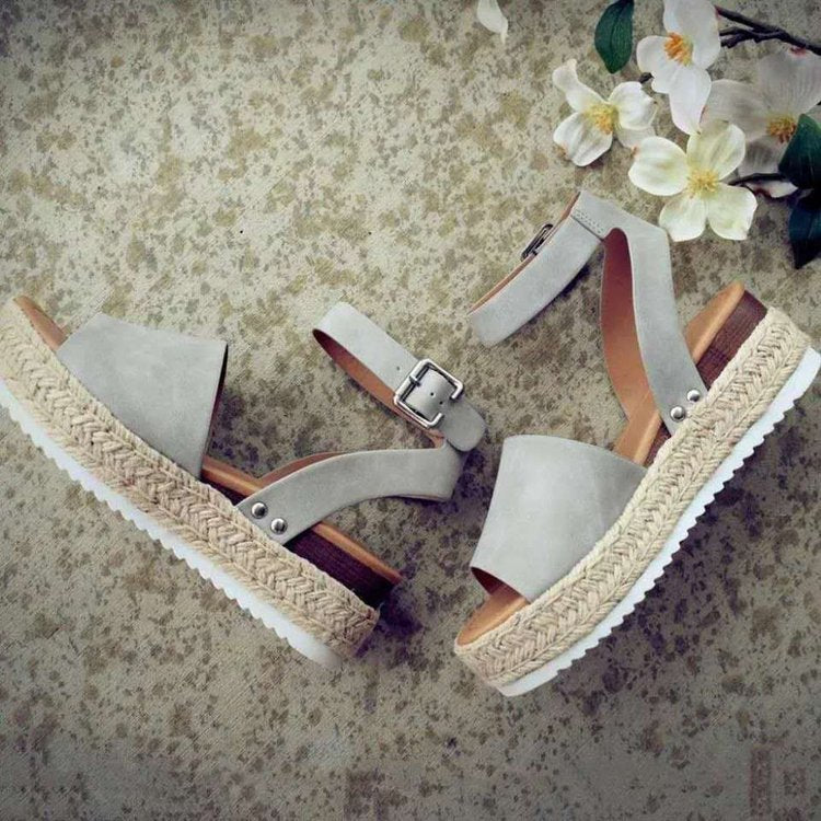 Sandals with Buckle Platform Wedge High Heel