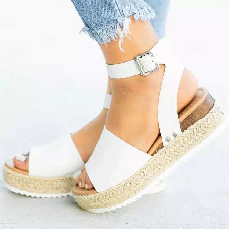 Sandals with Buckle Platform Wedge High Heel
