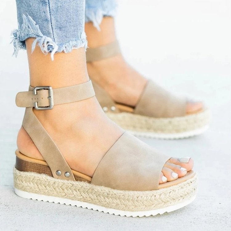 Sandals with Buckle Platform Wedge High Heel