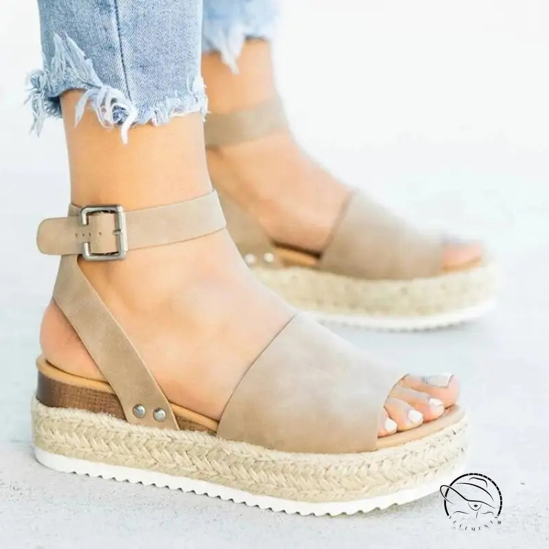 Sandals with Buckle Platform Wedge High Heel