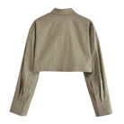 Khaki cropped utility jacket in Langry fashion ملابس