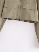 Khaki langry fashion utility windbreaker shirt with zipper pockets