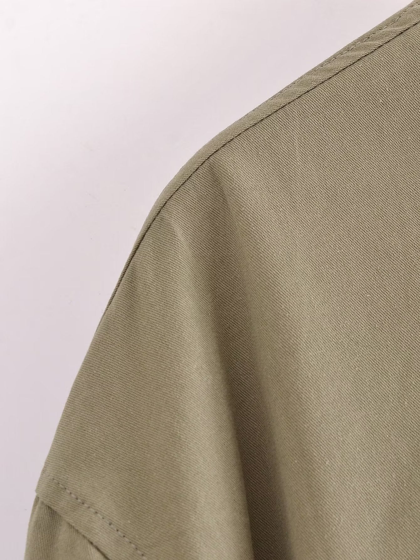 Langry olive green canvas loose windbreaker jacket with pocket detail