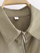 Langry olive green zip-up windbreaker jacket with collar