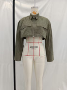 Olive green Shein langry fashion cropped jacket with zipper