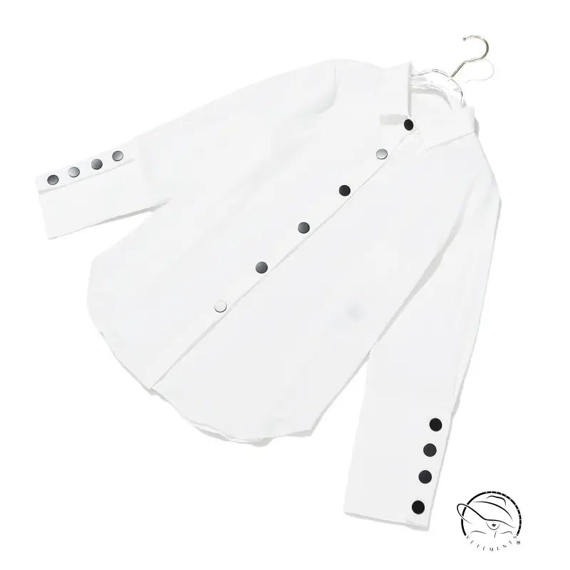 Elegant lace up vest two piece suit with white long-sleeved shirt and black buttons