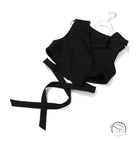 Elegant lace up black halter-neck crop top vest two piece suit