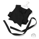 Black asymmetrical sleeveless top with elegant lace up vest two piece suit tie