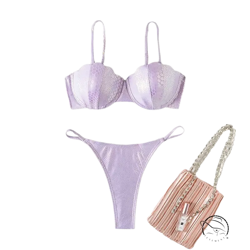 SEASHELLS sexy lavender snakeskin bikini set