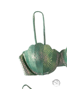 Emerald green snakeskin-textured seashell bikini top by Langry