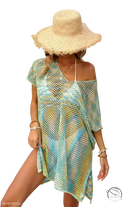 Vibrant multicolored summer rainbow stitching blouse with flowing off-shoulder design