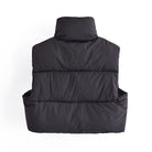 Langry black puffer vest with high collar and quilted fashion design