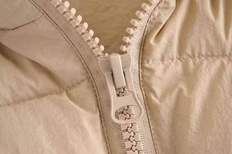 Langry fashion cream zipper with white teeth in casual cotton vest