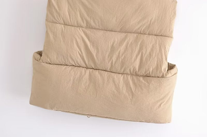 Beige ruffled langry fashion jacket vest with quilted comforter pattern