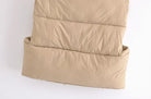 Beige ruffled langry fashion jacket vest with quilted comforter pattern