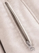 Silver zipper on Retro Washed faux leather jacket