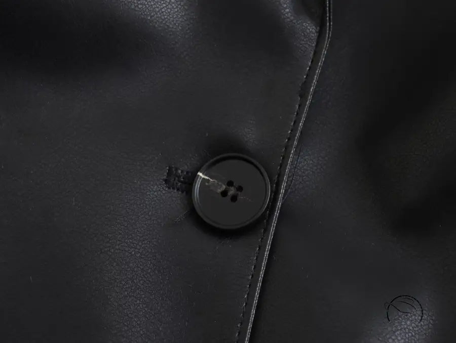 Spring Street faux leather drawstring jacket with button closure and stitching details