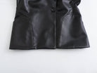 Langry faux leather fashion jacket with button closure and flared sleeves