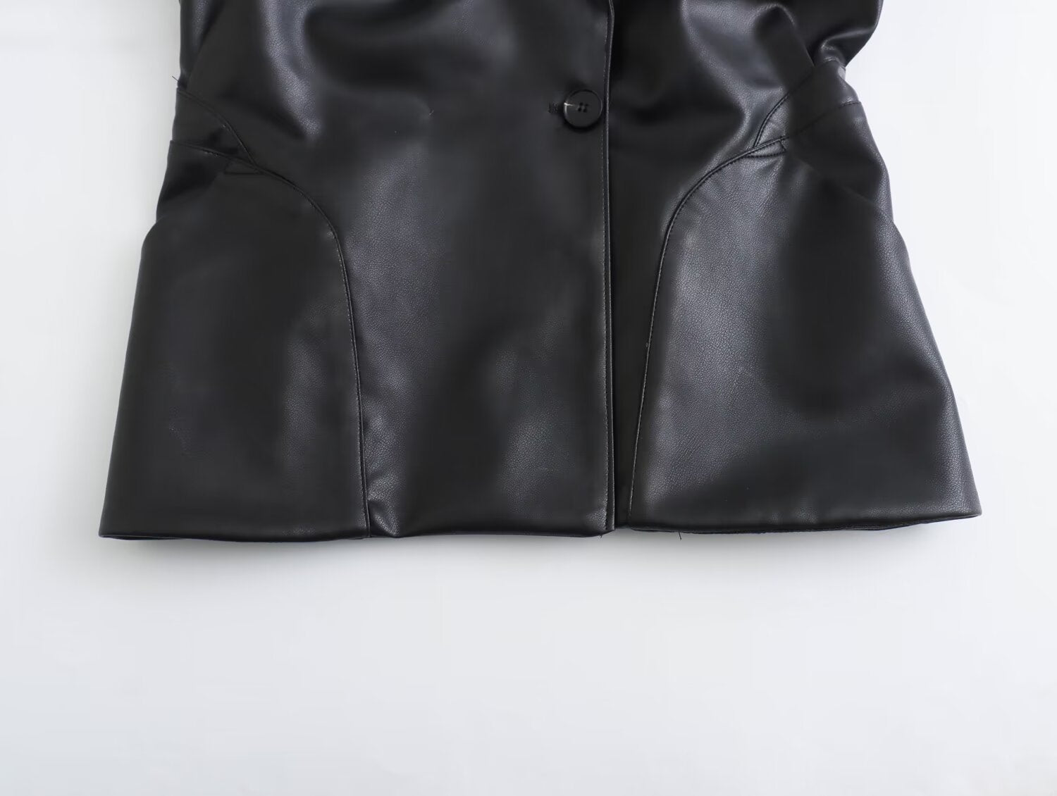 Langry faux leather fashion jacket with button closure and flared sleeves