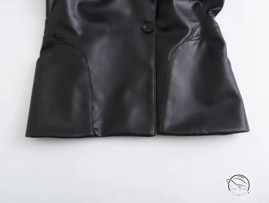 Spring Street faux leather jacket with button closure and flared sleeves