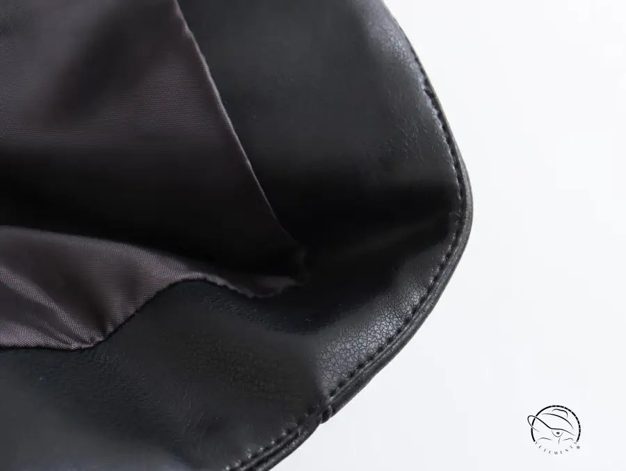 Spring Street faux leather drawstring jacket in black with silver stitching