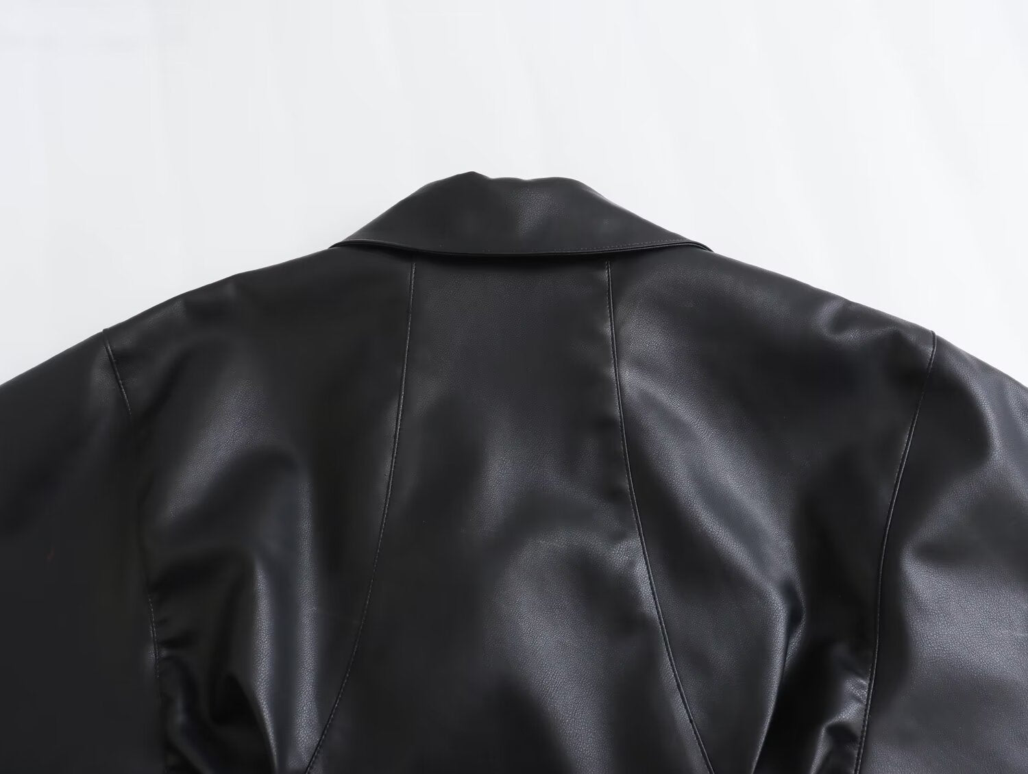 Langry faux leather Spring Street Drawstring Jacket with high collar and structured shoulders