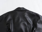 Langry faux leather Spring Street Drawstring Jacket with high collar and structured shoulders