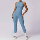 Sleek light blue Beauty Back Yoga Jumpsuit in langry fashion ملابس