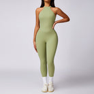Sleek olive-green Langry fashion yoga jumpsuit for hip raise