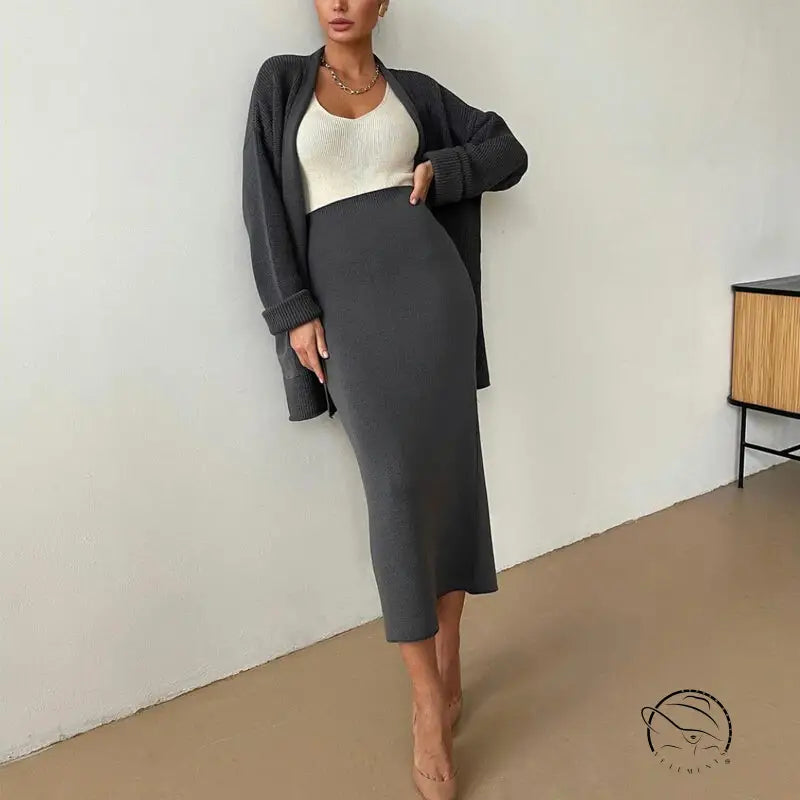 Loose Knitwear Skirt Sets