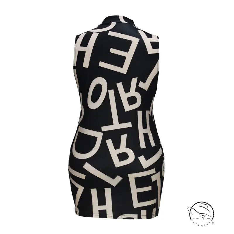 Black and white letter-print fashionable light dress