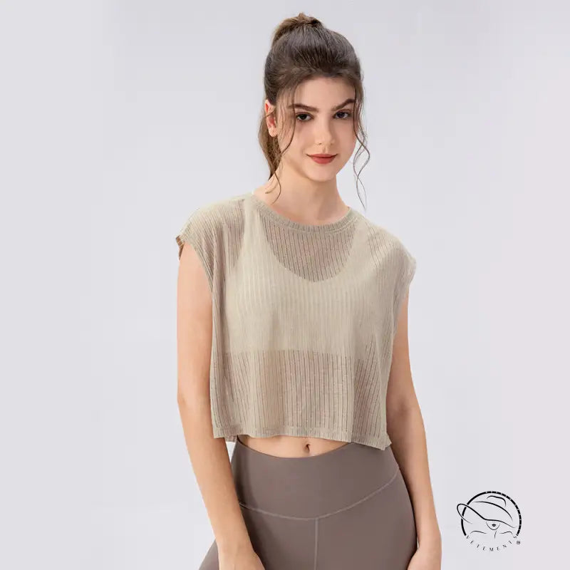 Summer Yoga Blouse Women Hollow out Cutout Breathable Sleeveless Top Short Loose Running Sports Workout