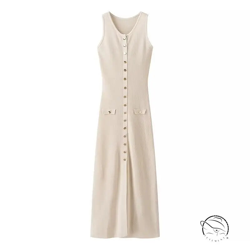 Summer Elegance Sleeveless Round Neck Slim Knit Dress