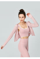 Pink athletic wear set featuring a Sports Long Sleeved Jacket for women’s fashion ملابس