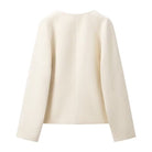 Elegant langry fashion cream sweater with metal buckle cardigan