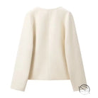 Elegant langry fashion cream sweater with metal buckle coat