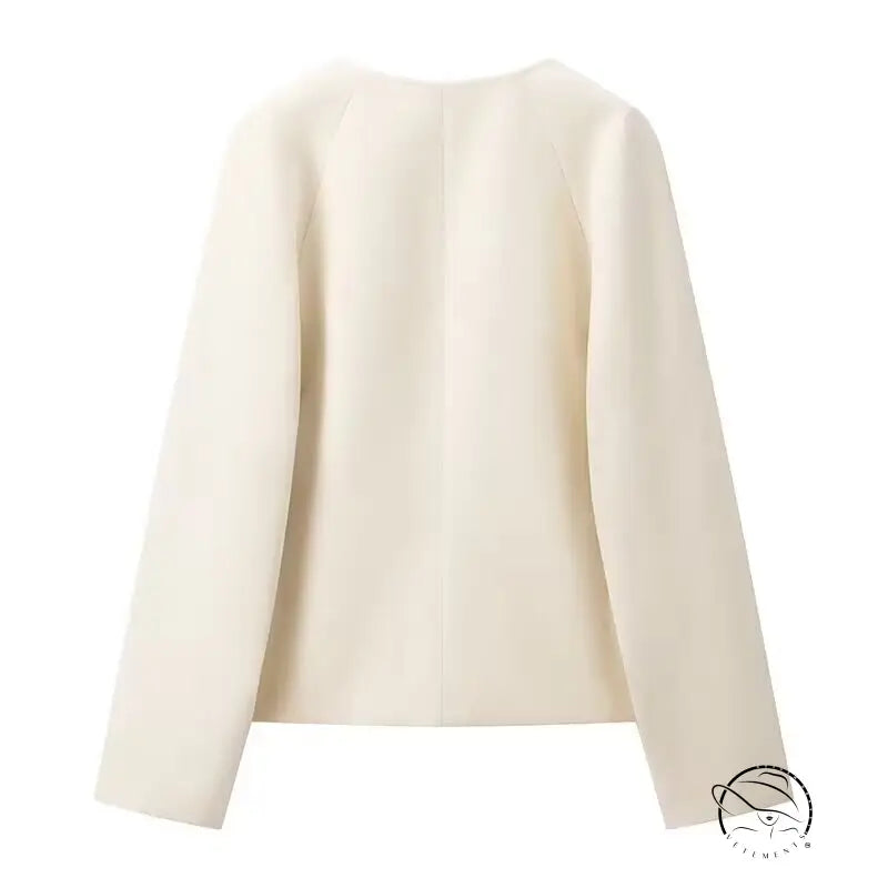 Elegant langry fashion cream sweater with metal buckle coat
