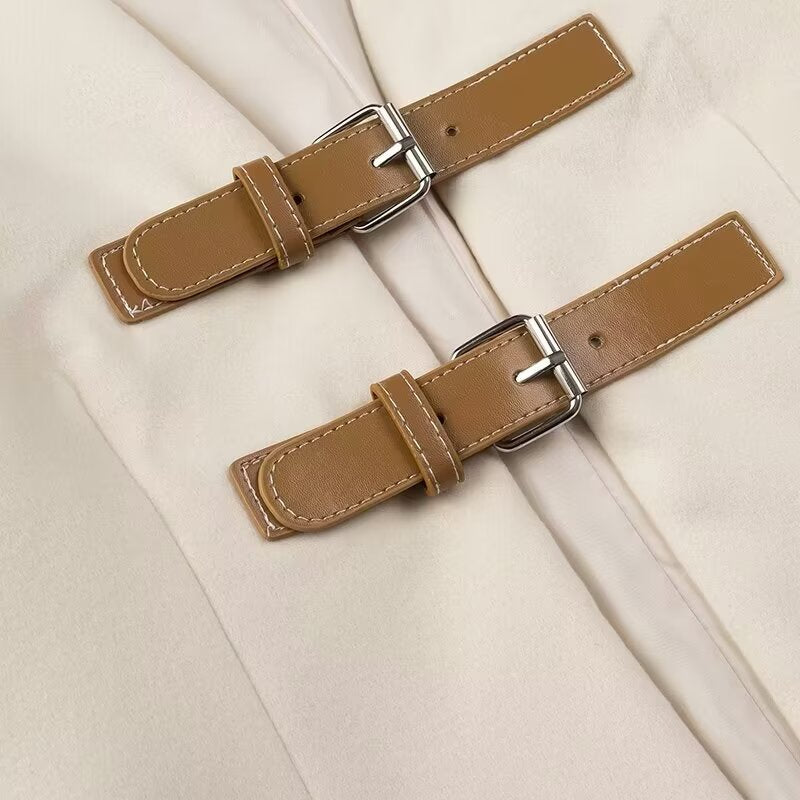 Langry fashion tan leather watch strap with silver buckle for elegant coat